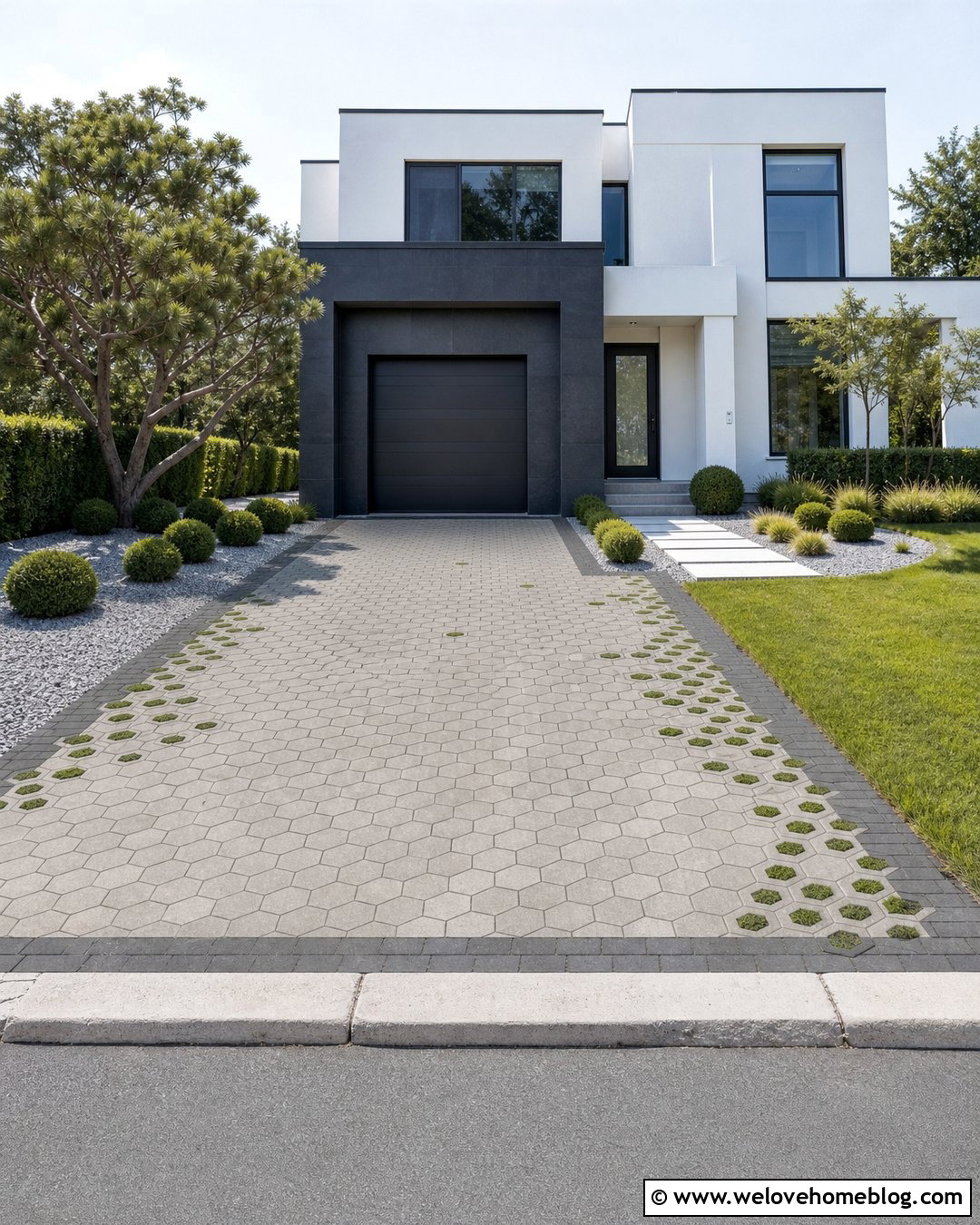 Unilock Eco Hex Modern Driveway - 20 Unilock Driveway Ideas