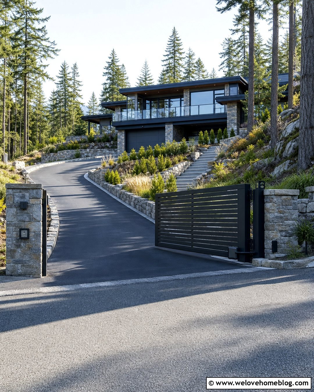 Uphill Cantilever Metal Driveway Gate - 35 metal driveway gates ideas