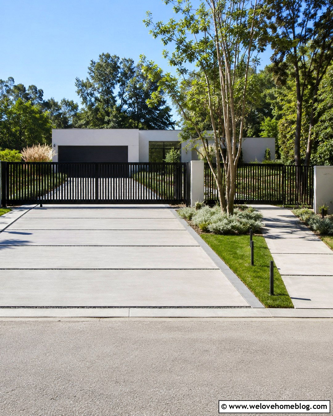 Vertical Bar Security Gate With Concrete Pavers - 20 security gates driveway ideas