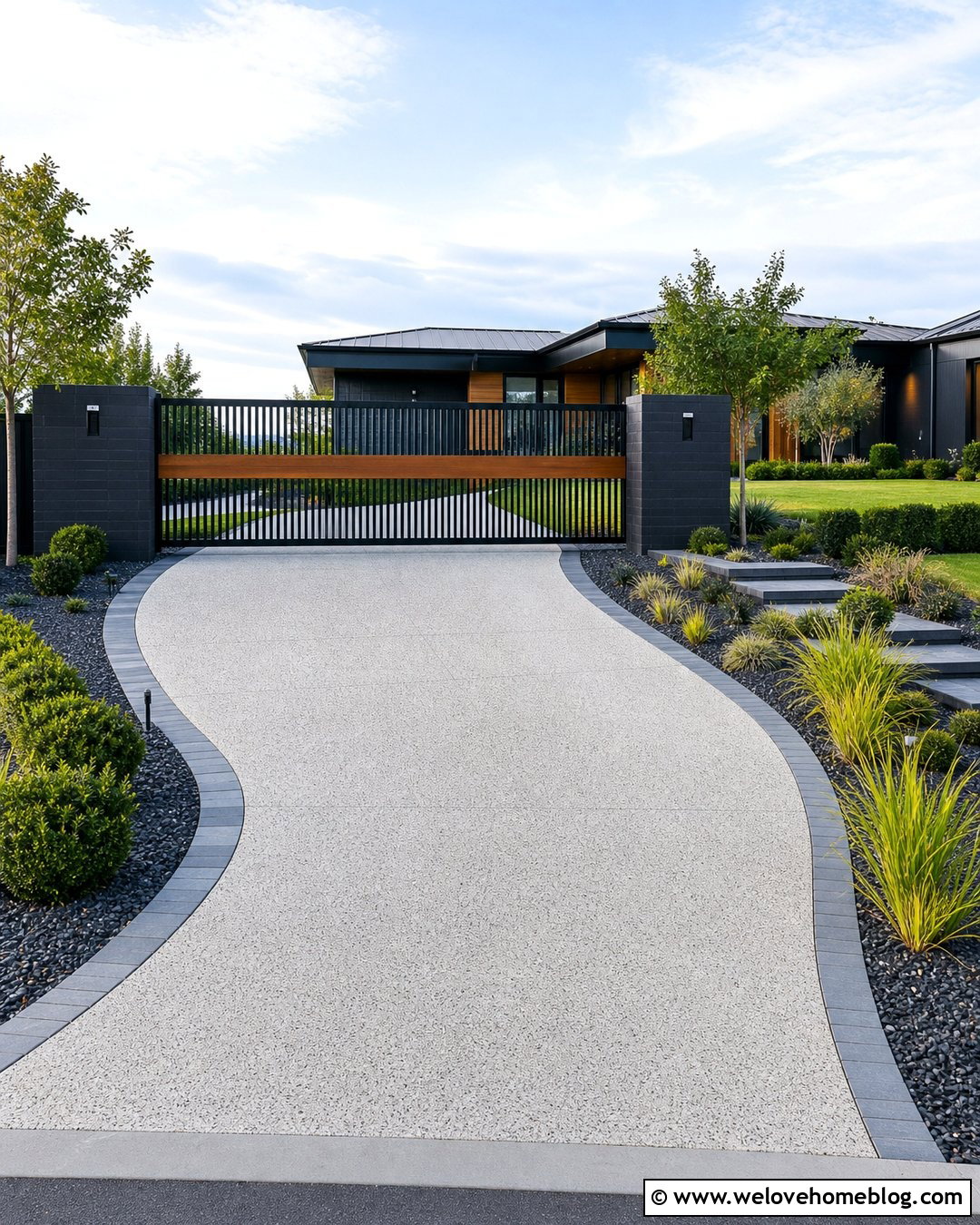 Vertical Driveway Gate With Horizontal Accent - 20 Vertical Driveway Gate Ideas
