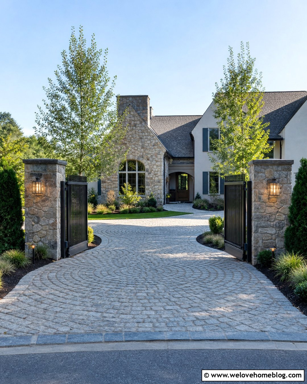 Vertical Driveway Gate With Landscape Lighting - 20 Vertical Driveway Gate Ideas
