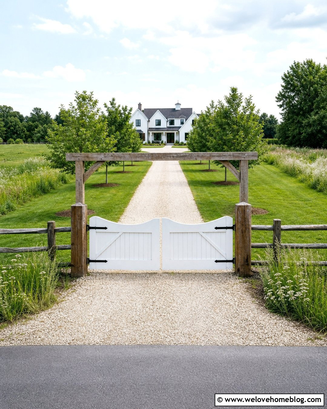 Vertical Farmhouse Driveway Gate With Timber Posts - 20 Vertical Driveway Gate Ideas