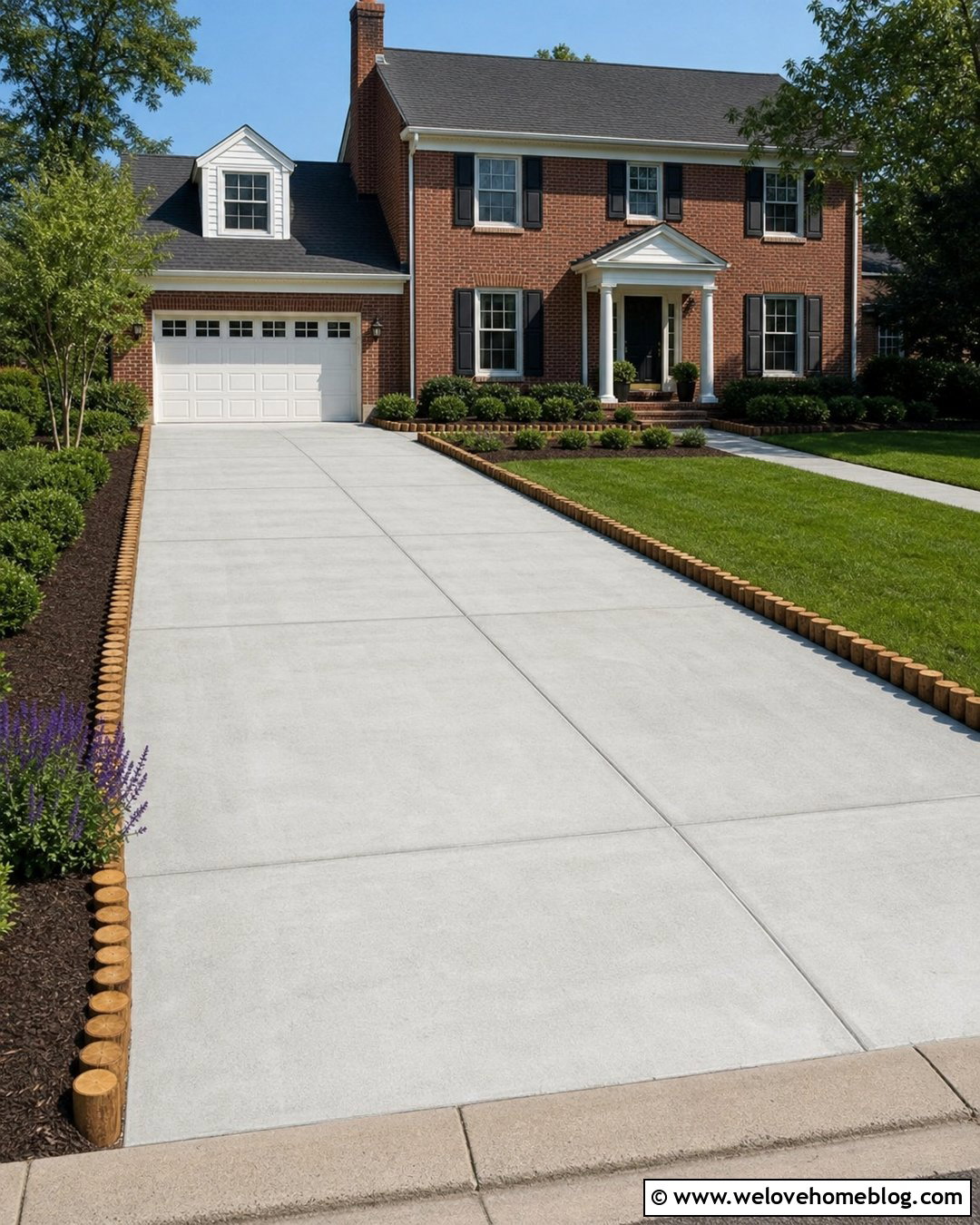 Vertical Log Driveway Edging With Concrete - 20 log driveway edging ideas
