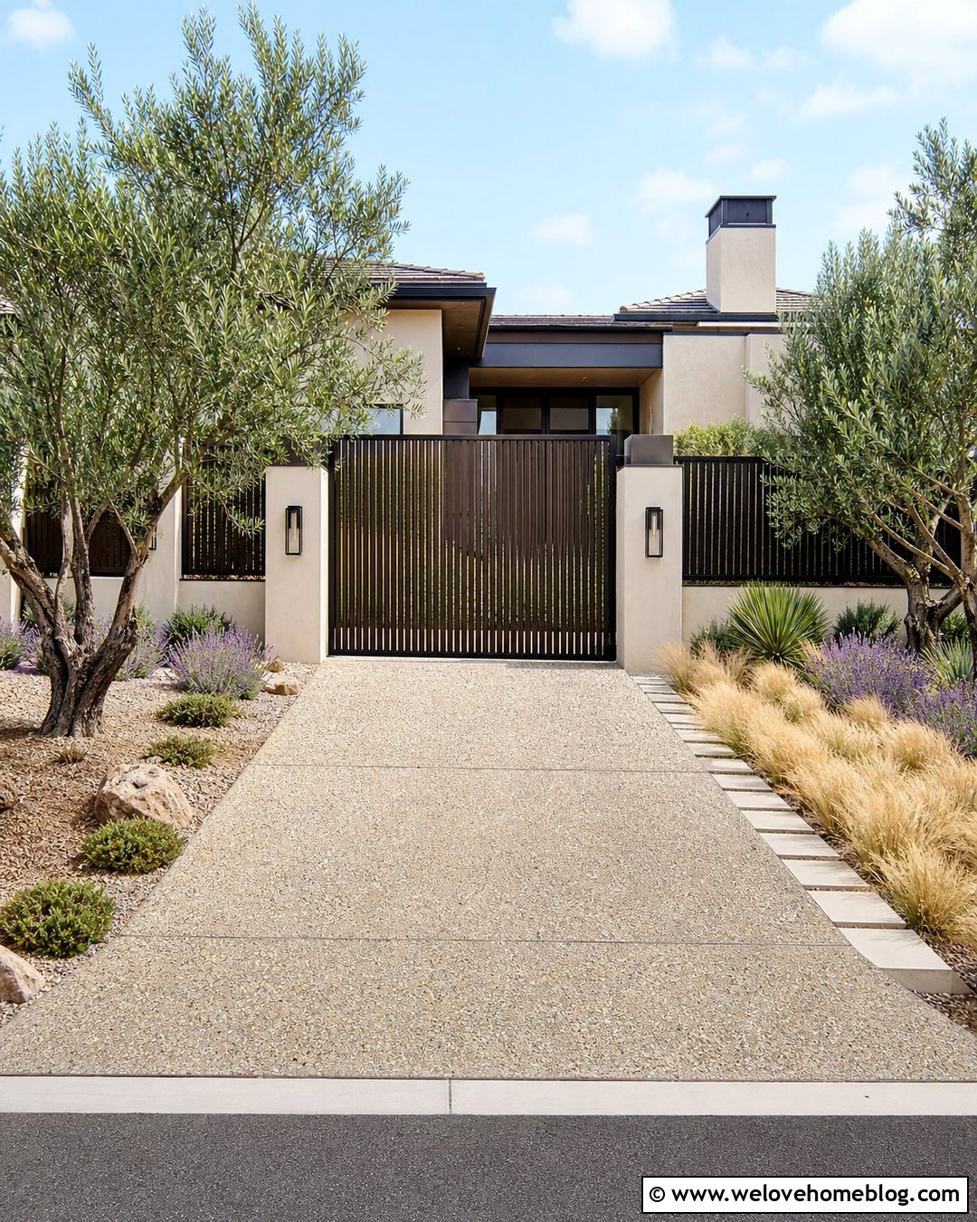 Vertical Privacy Driveway Gate With Narrow Slats - 20 Vertical Driveway Gate Ideas