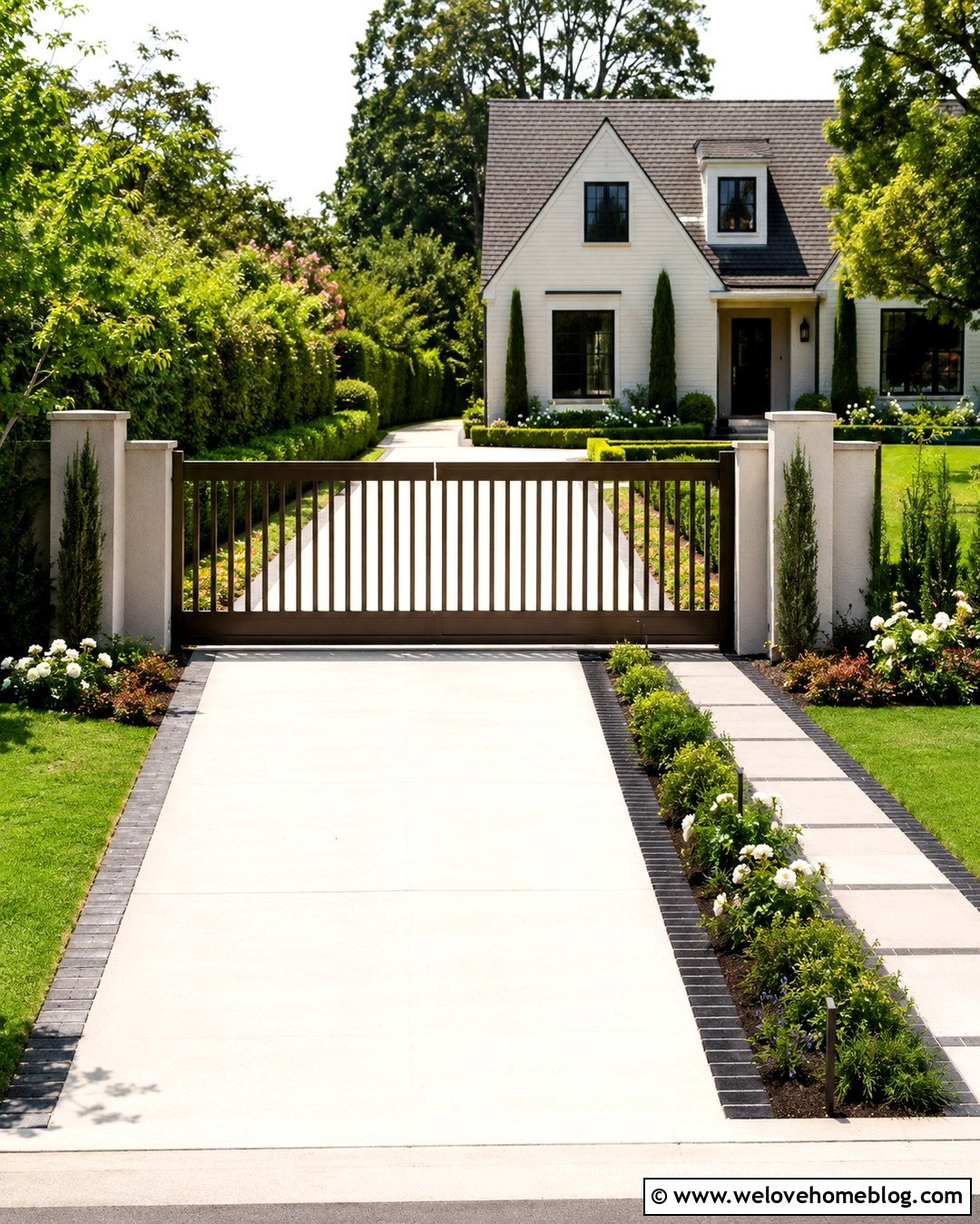 Vertical Slat Brown Sliding Driveway Gate - 20 brown sliding driveway gate ideas
