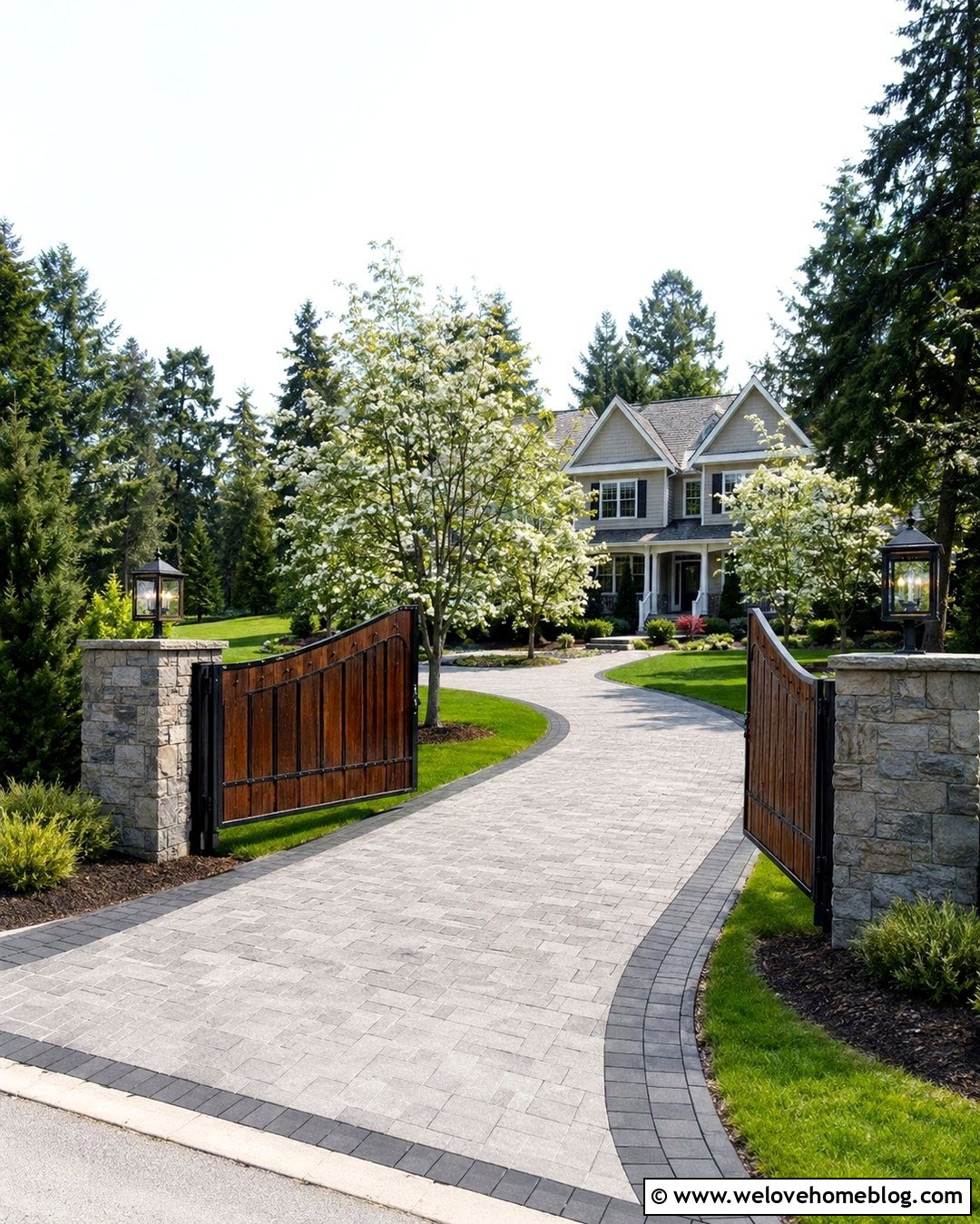 Vertical Slat Wooden Driveway Gate - 20 Decorative Wooden Driveway Gate Ideas