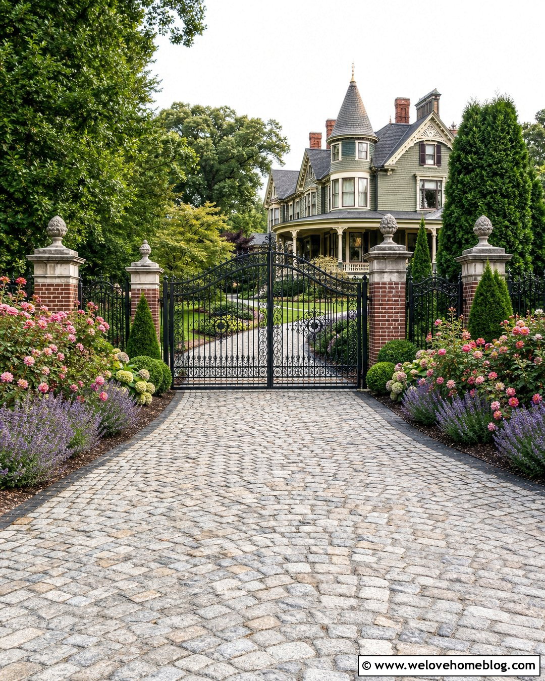 Victorian Cast Iron Driveway Gate With Cobblestone - 20 Cast Iron Driveway Gates Ideas