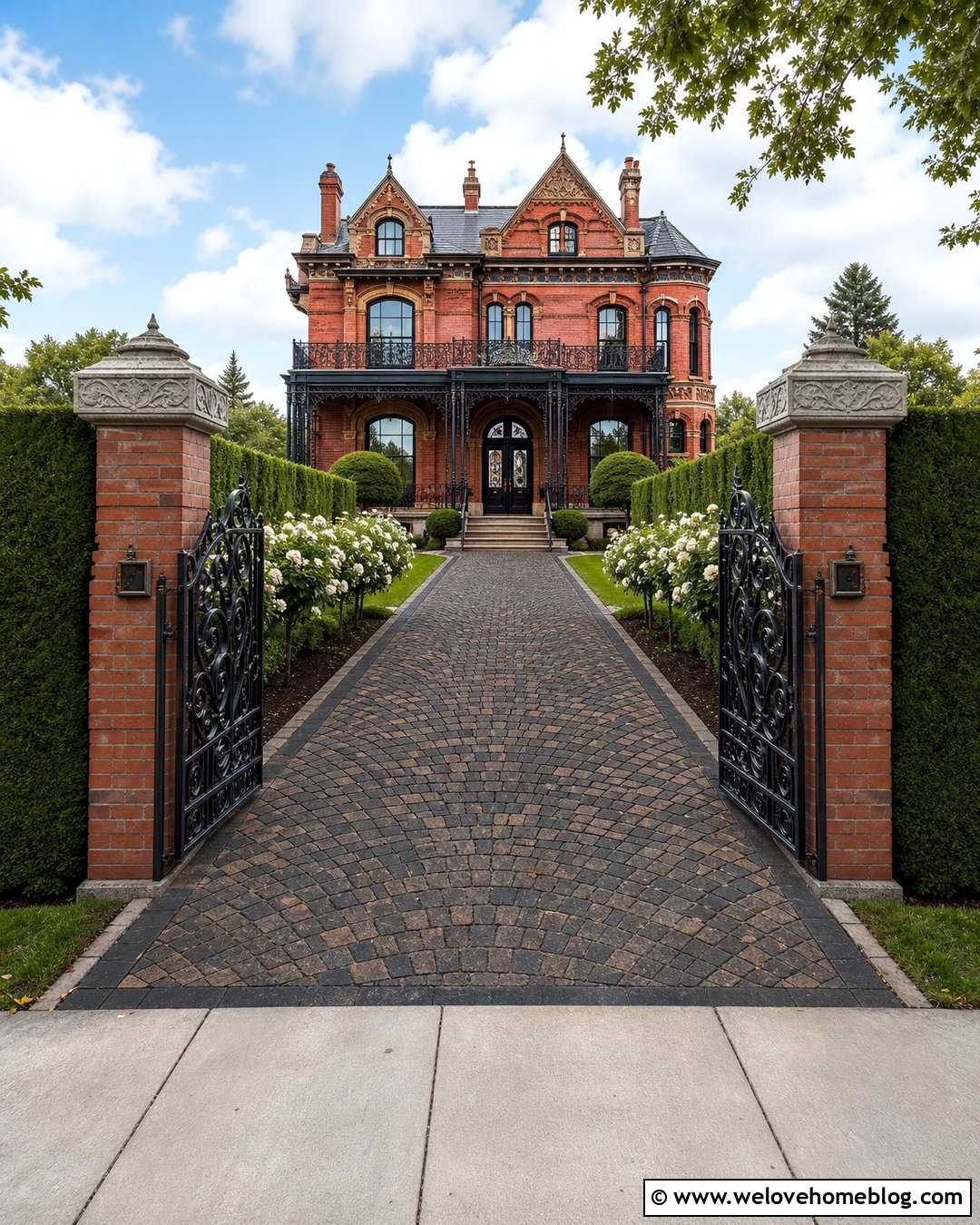 Victorian Concrete Paver Driveway With Iron Gate - 25 victorian driveway ideas