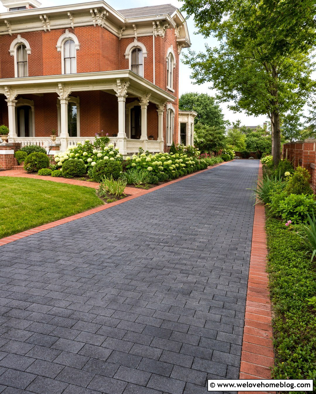 Victorian House Concrete Paver Driveway With Brick Border - 20 victorian house driveway ideas
