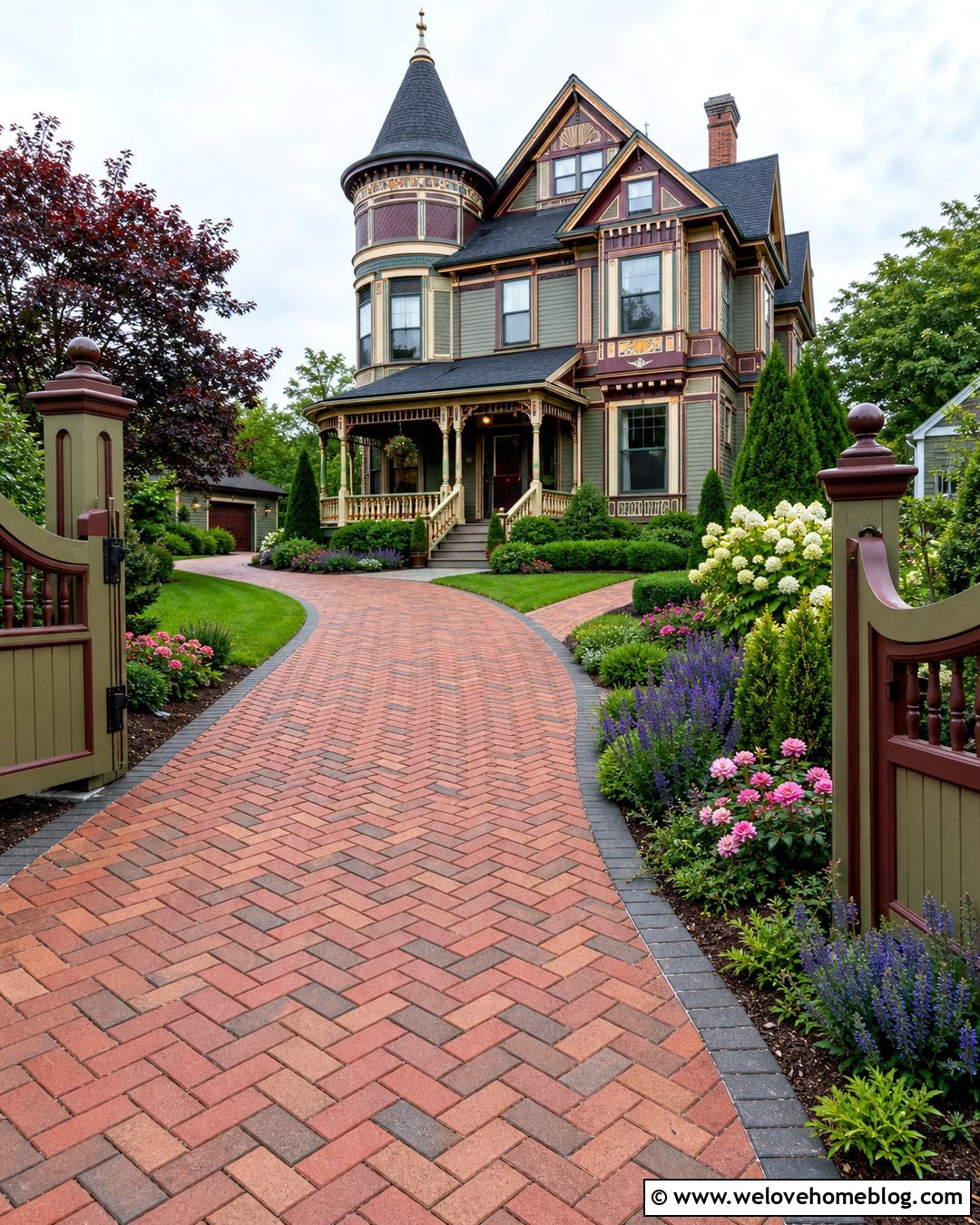 Victorian Queen Anne Driveway With Colorful Planting - 25 victorian driveway ideas