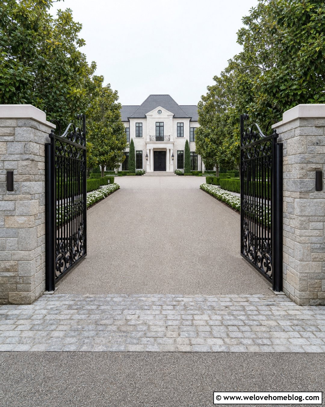 Villa Driveway With Wrought Iron Gates - 25 Villa Driveway Ideas
