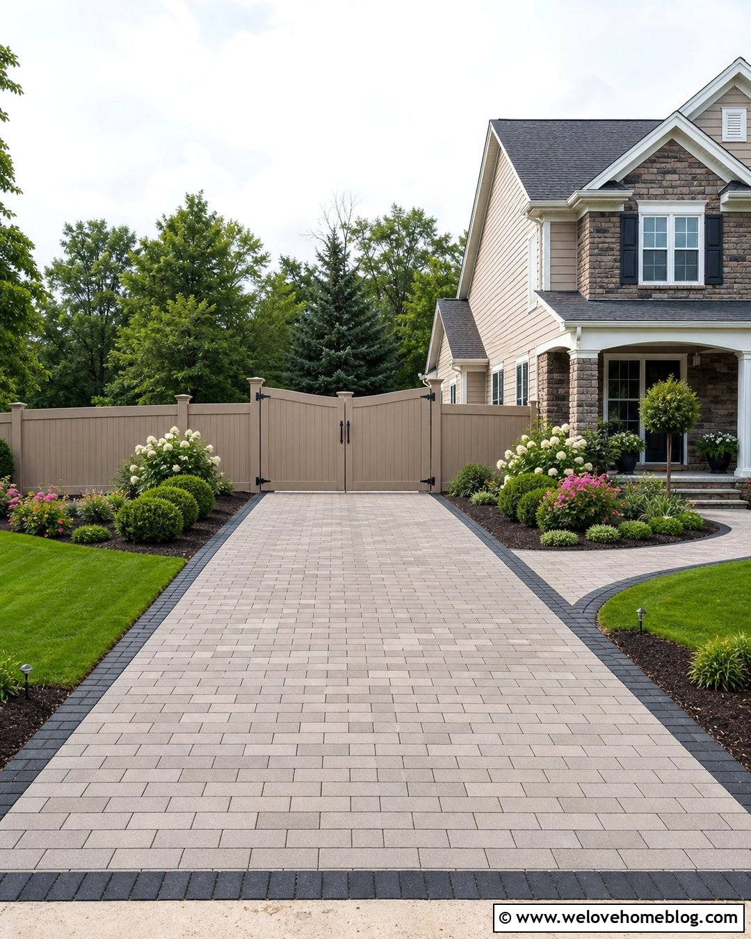 Vinyl Privacy Fence Driveway Entrance With Pavers - 25 fence driveway entrance ideas