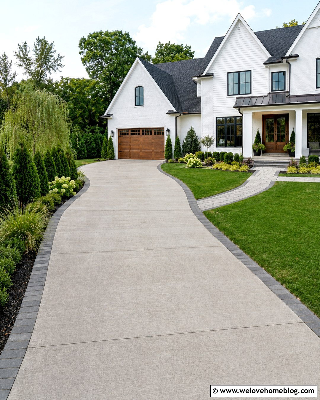 Warm Gray Concrete Driveway - 20 Choosing Driveway Colors Ideas