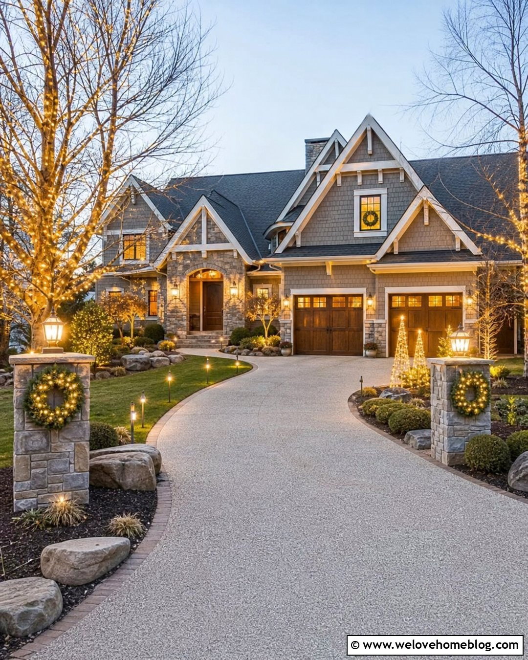 Warm White Christmas Driveway - 25 Driveway Christmas Decorations Ideas