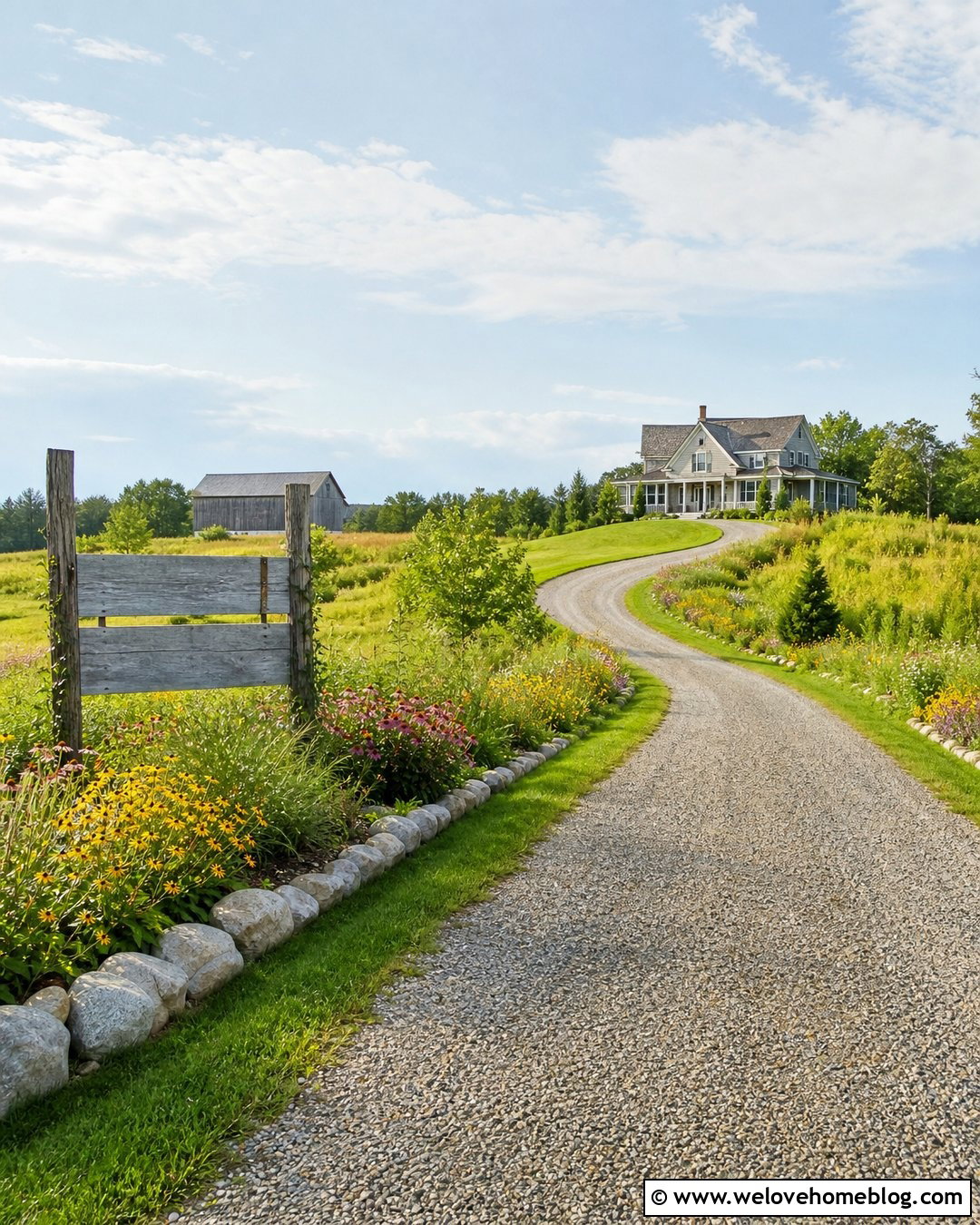 Weathered Farm Sign With Wildflower Driveway - 25 farm signs entrance driveways rustic ideas