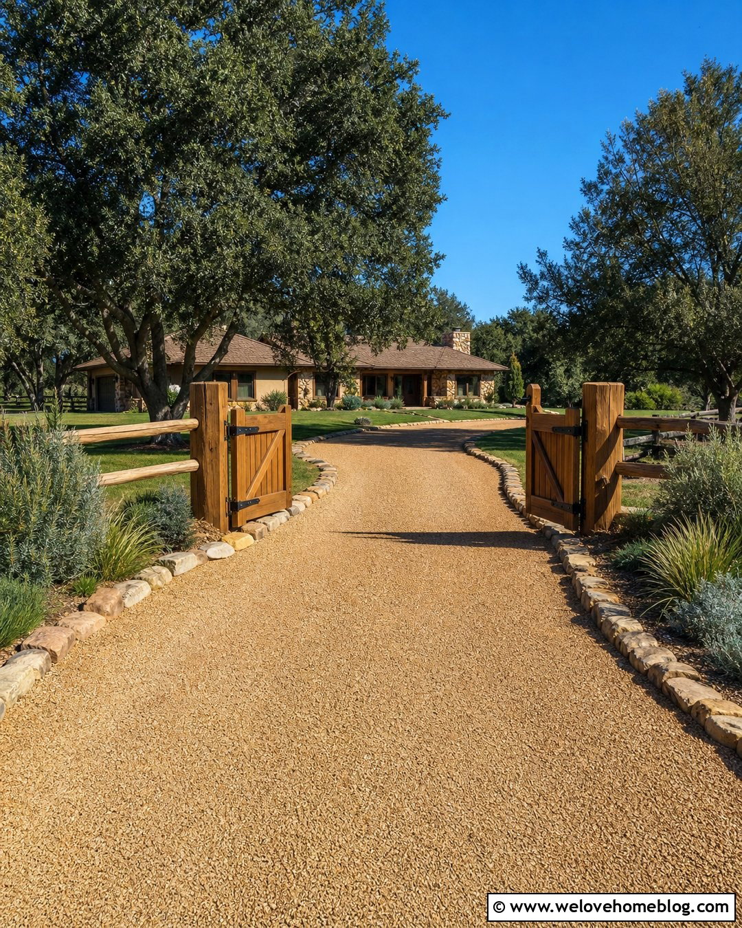 Western Wood Gate With Gravel Driveway - 20 western gate entrance driveways ideas