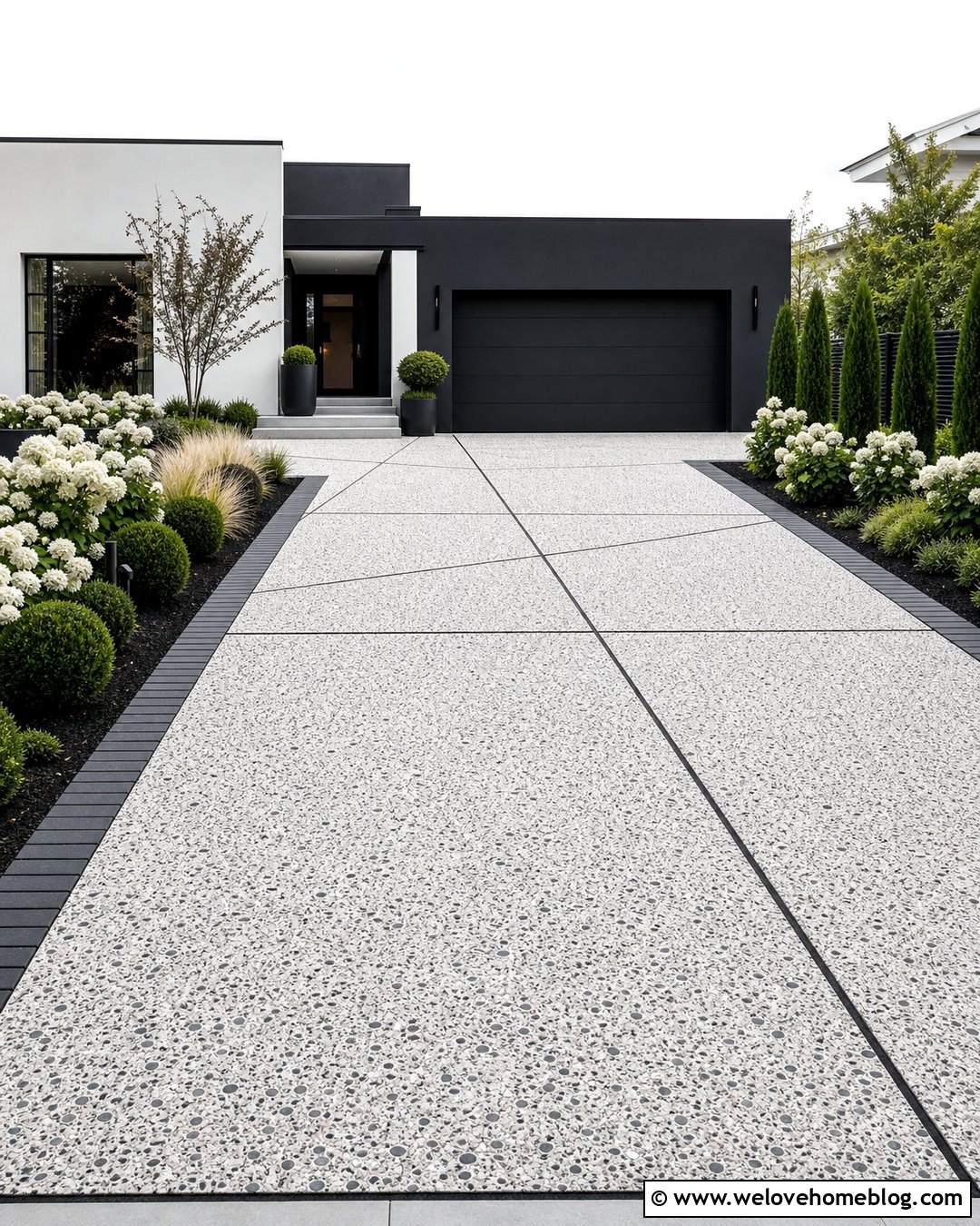 White And Black Exposed Aggregate Driveway - 20 exposed aggregate driveway colours ideas