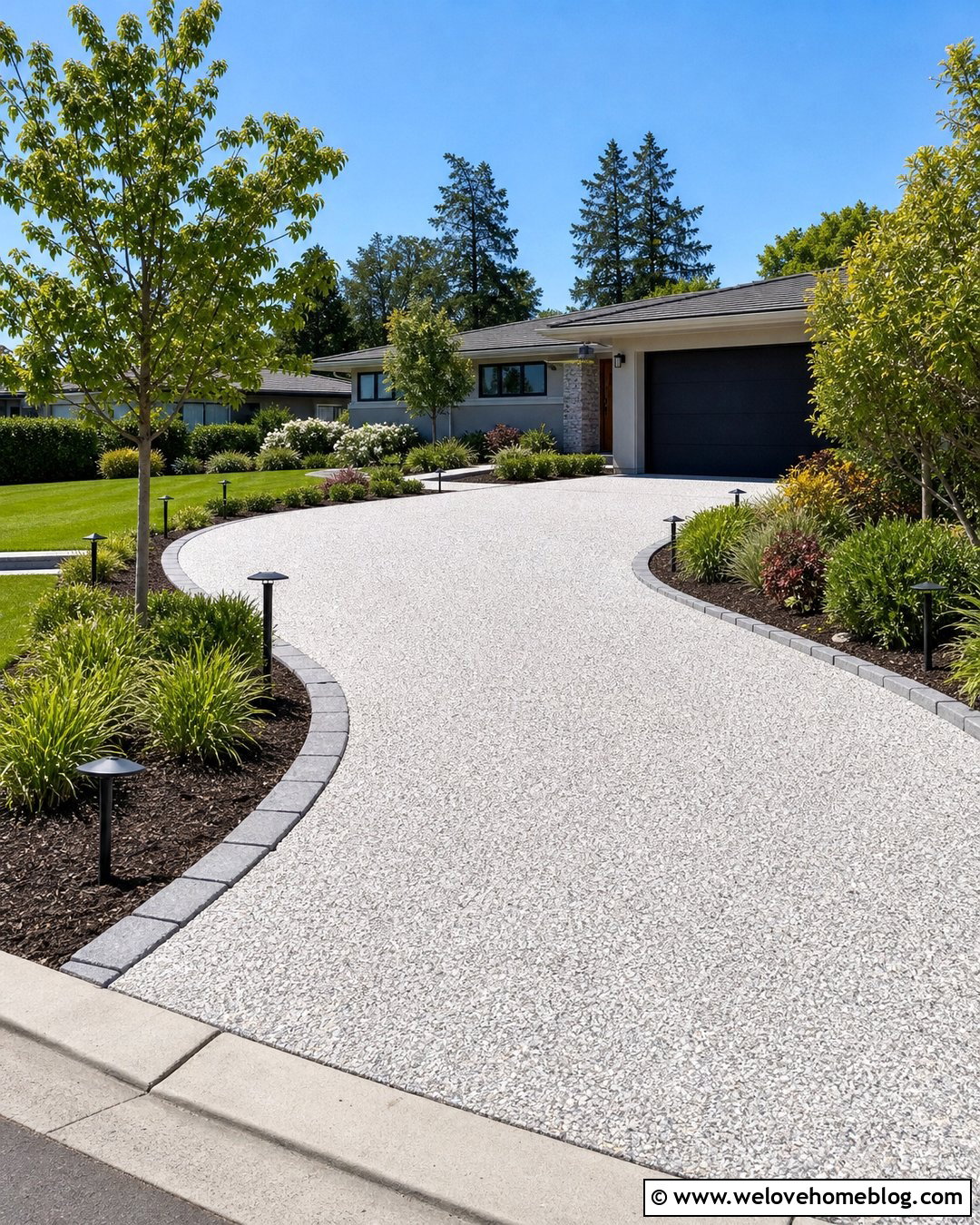 20 White Concrete Driveway Ideas for a Bright Modern Entrance