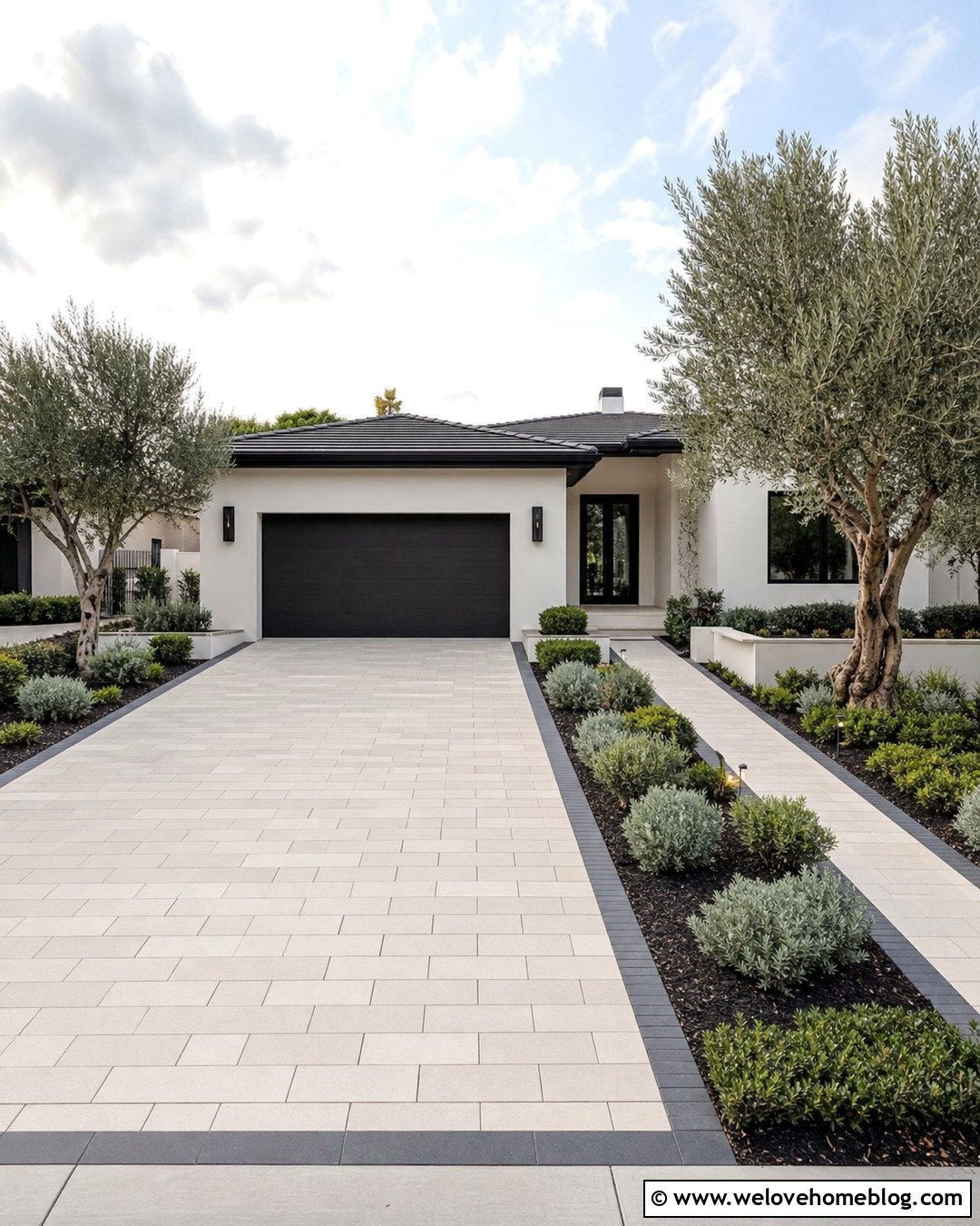 White Concrete Paver Luxury Driveway - 45 Luxury Driveway Ideas