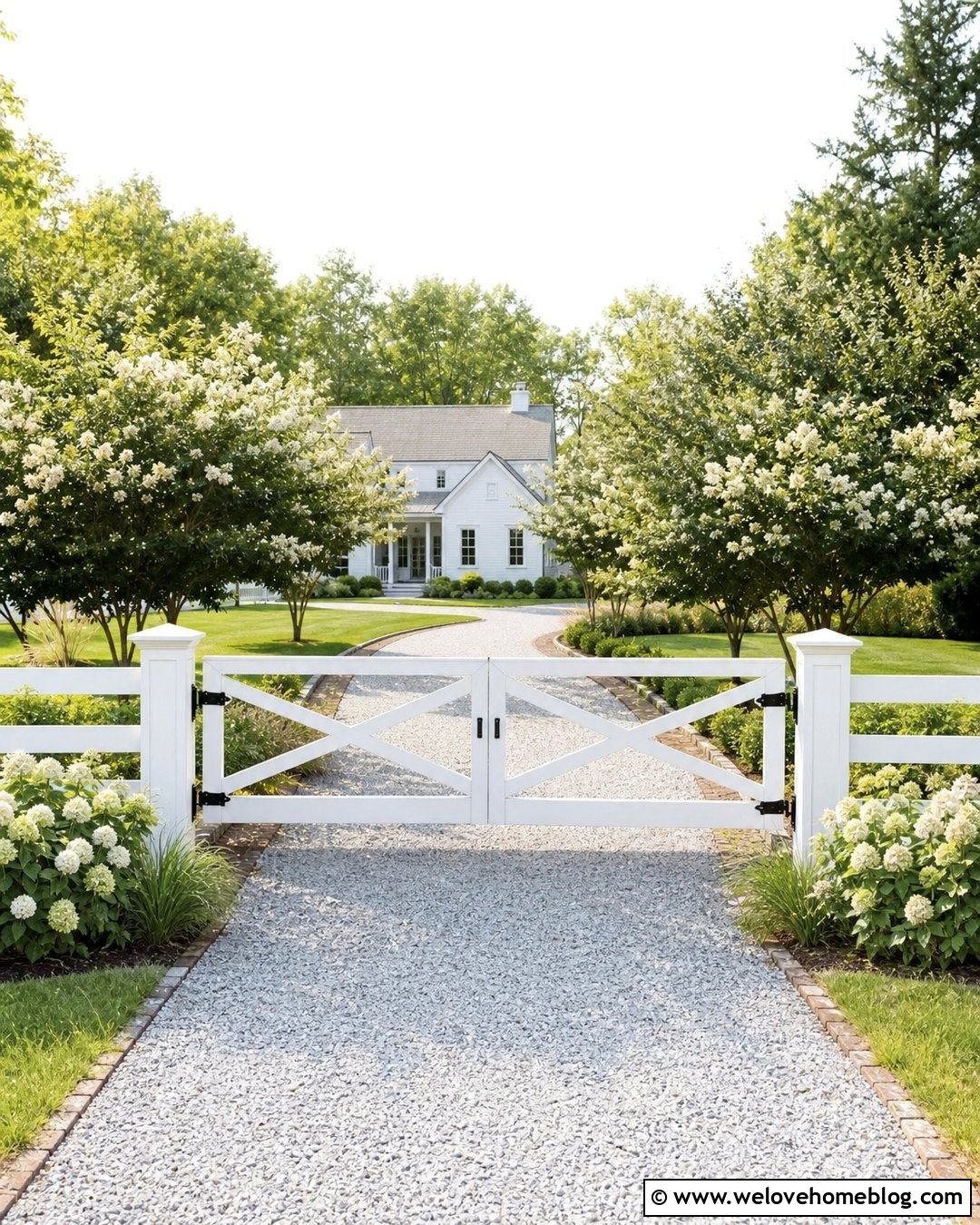 White Crossbuck Driveway Gate - 25 simple driveway gate ideas