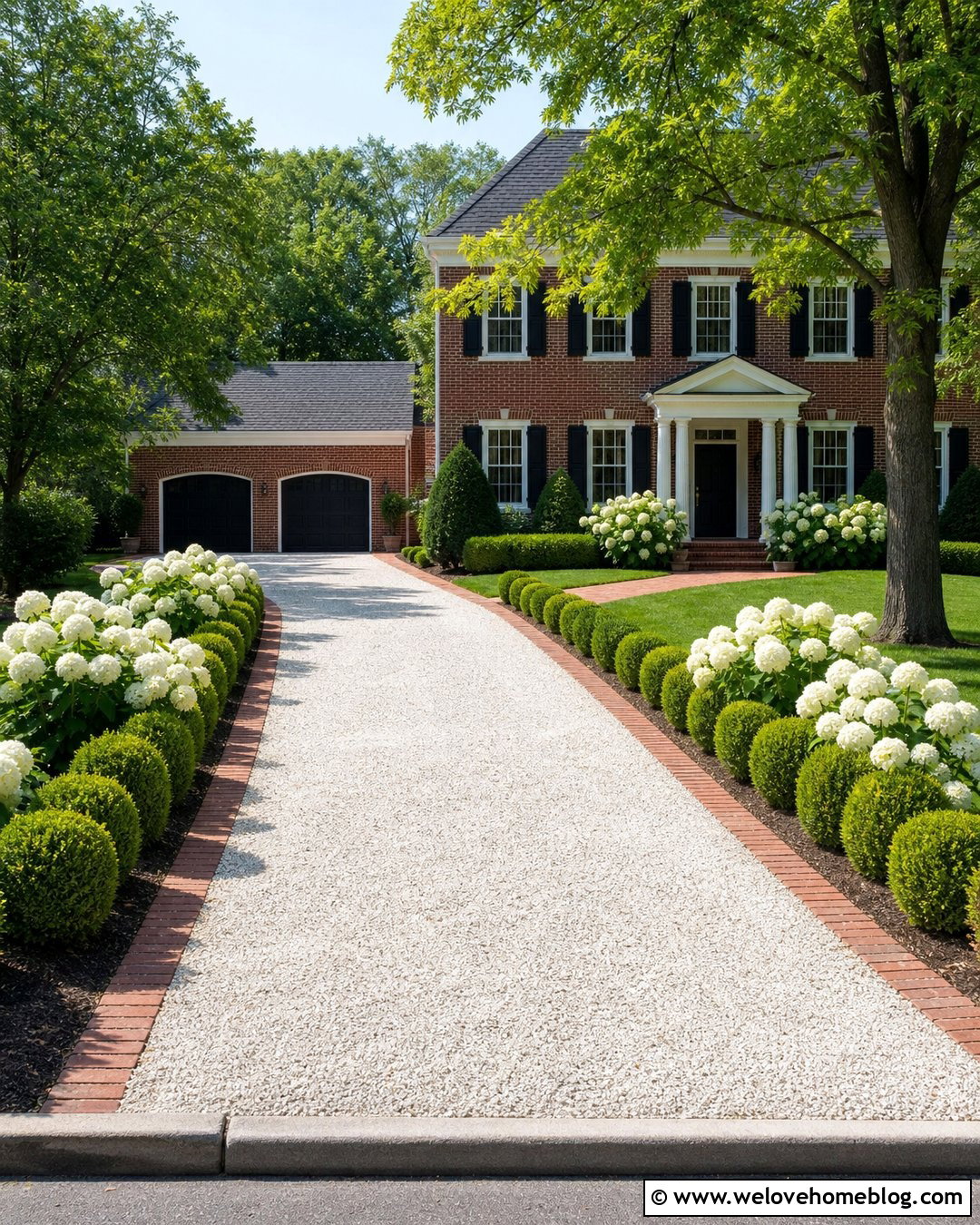 White Crushed Limestone Driveway With Brick Borders - 25 Crushed Stone Driveway Ideas