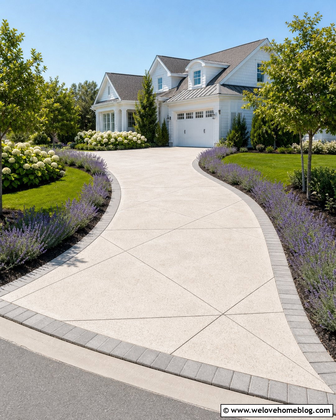 White Diamond Cut Concrete Driveway - 20 Diamond Cut Driveway Ideas