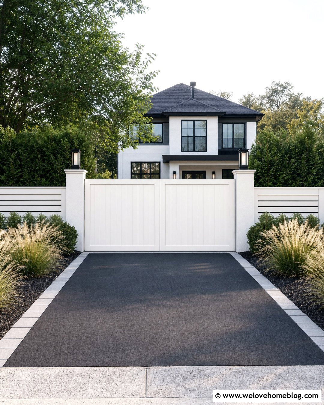 20 White Double Driveway Gate Ideas for Elegant Home Security