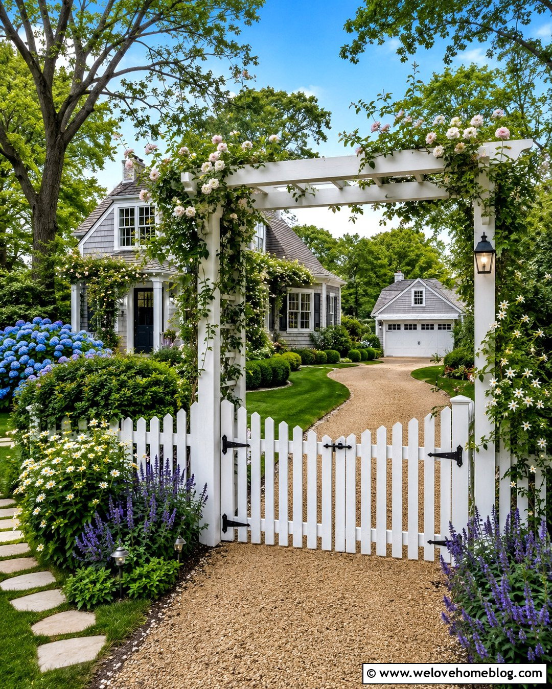 White Driveway Gate With Arbor - 25 White Driveway Gate Ideas