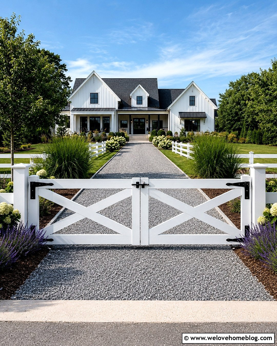 White Driveway Gate With Black Hardware - 25 White Driveway Gate Ideas