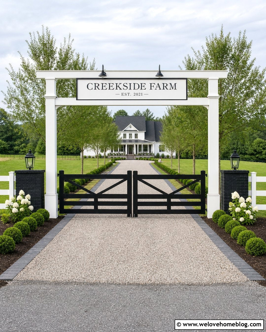White Farm Sign With Black Gate - 40 Farm Signs Entrance Driveways Ideas
