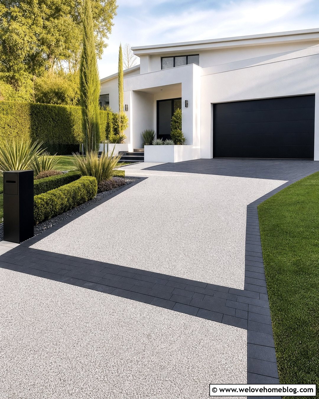 White Gravel Driveway With Black Block Paving - 20 Gravel And Block Paving Driveway Ideas