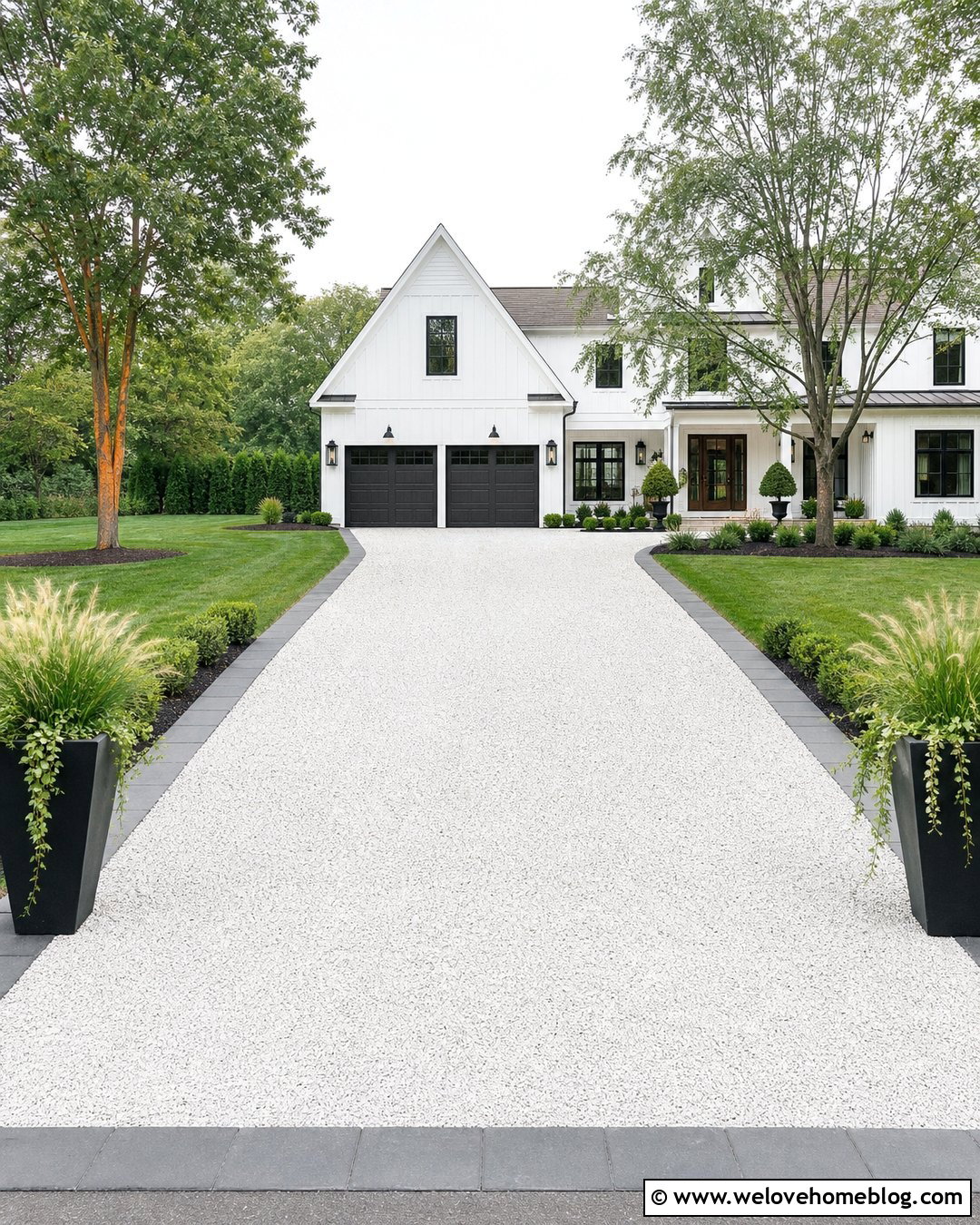White Gravel Driveway With Charcoal Concrete Border - 20 Gravel Driveway With Concrete Border Ideas