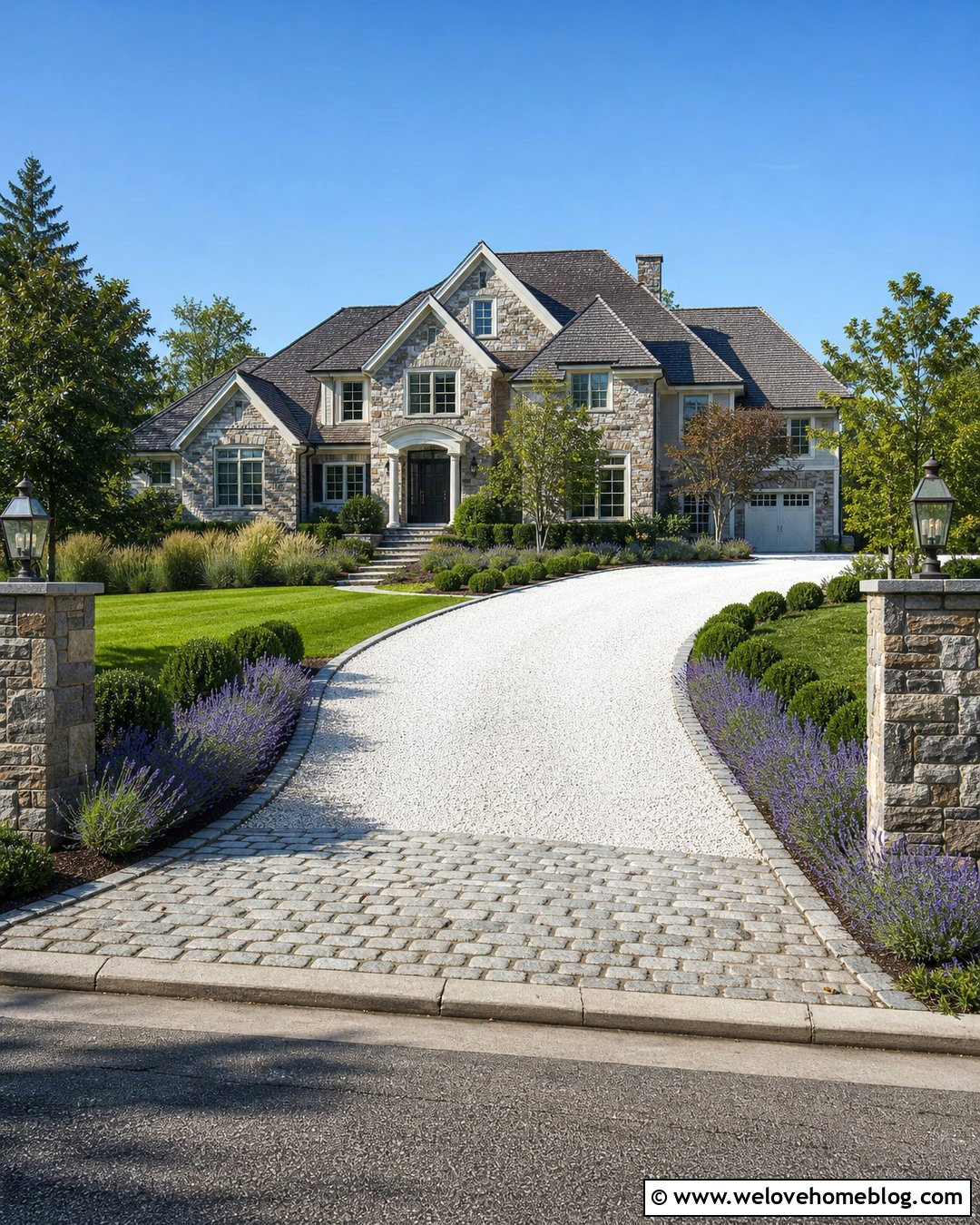 White Gravel Driveway With Cobblestone Edging - 25 white gravel driveway ideas