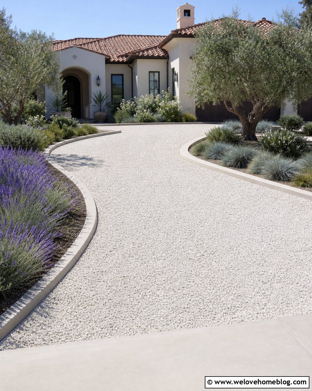 White Gravel Driveway With Concrete Curb - 20 gravel driveway with border ideas