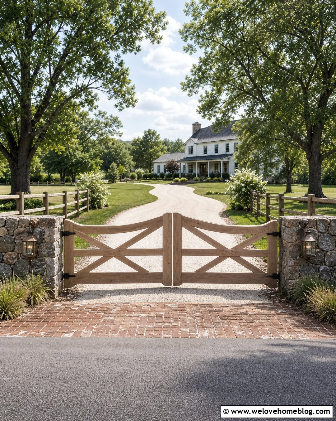 White Gravel Driveway With Farmhouse Gate - 25 white gravel driveway ideas