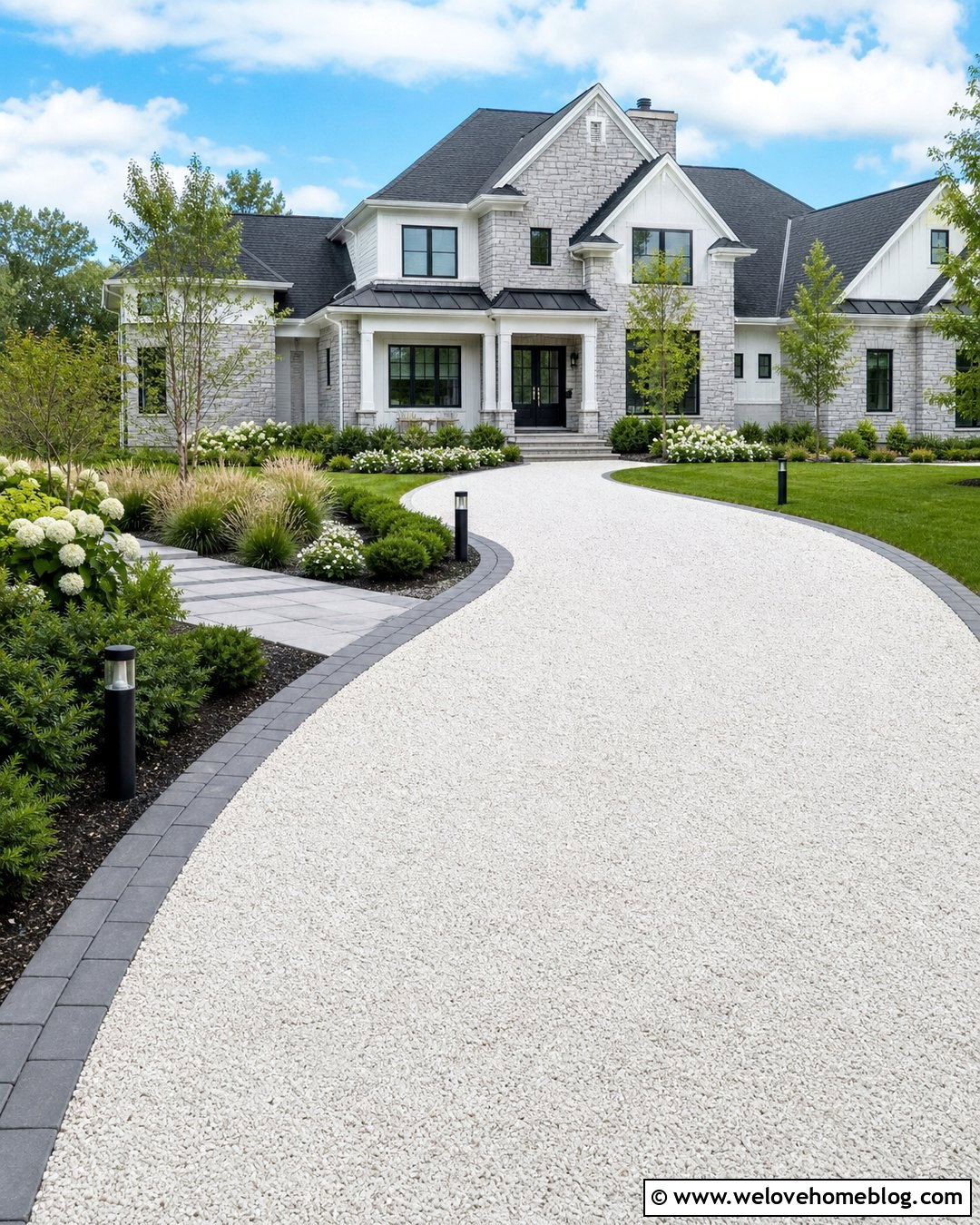 25 White Gravel Driveway Ideas for Fresh Modern Curb Appeal
