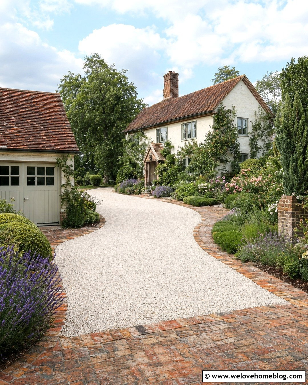 White Gravel Driveway With Reclaimed Brick - 20 Brick And Gravel Driveway Ideas