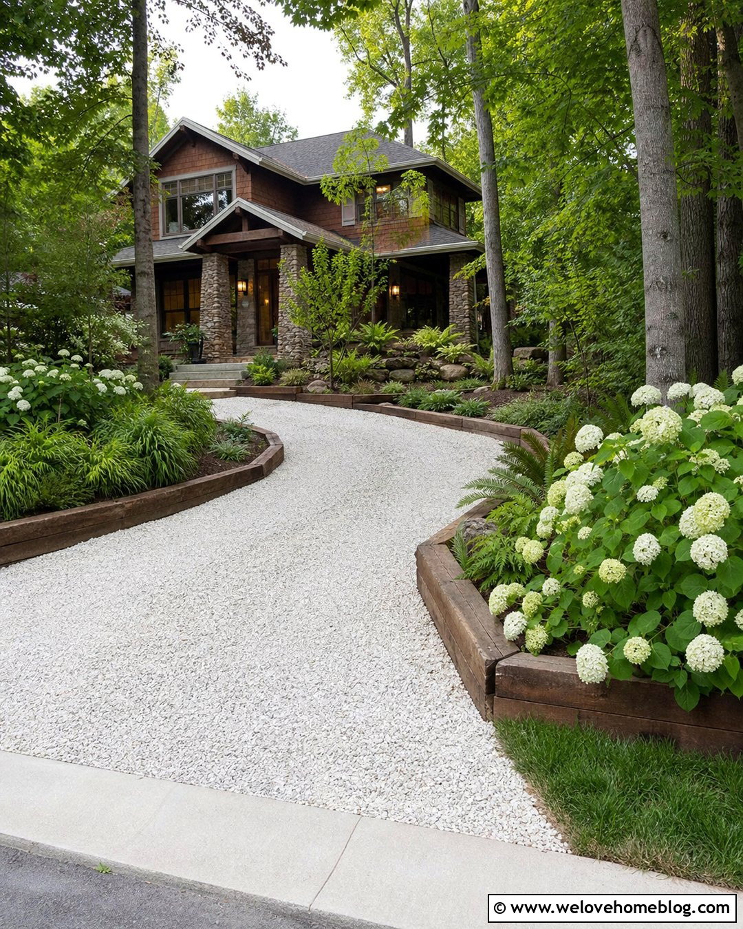 White Gravel Driveway With Timber Edging - 25 white gravel driveway ideas