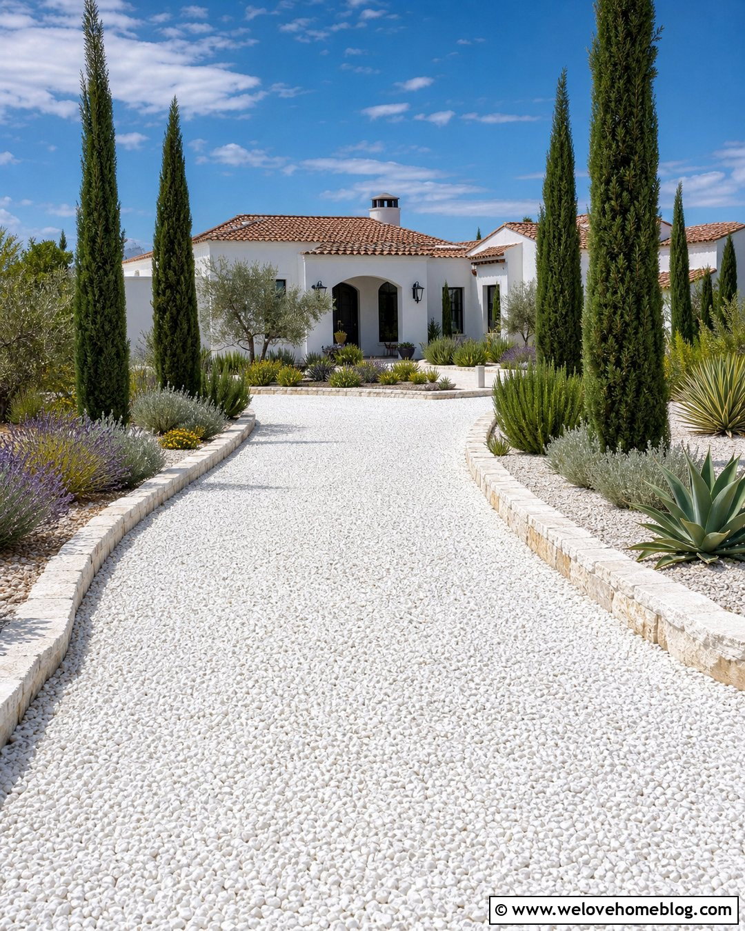 White Gravel Italian Cypress Driveway - 20 Italian Cypress Driveway Ideas