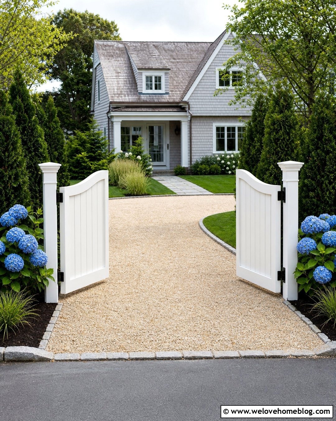 White Painted Accoya Wood Driveway Gate