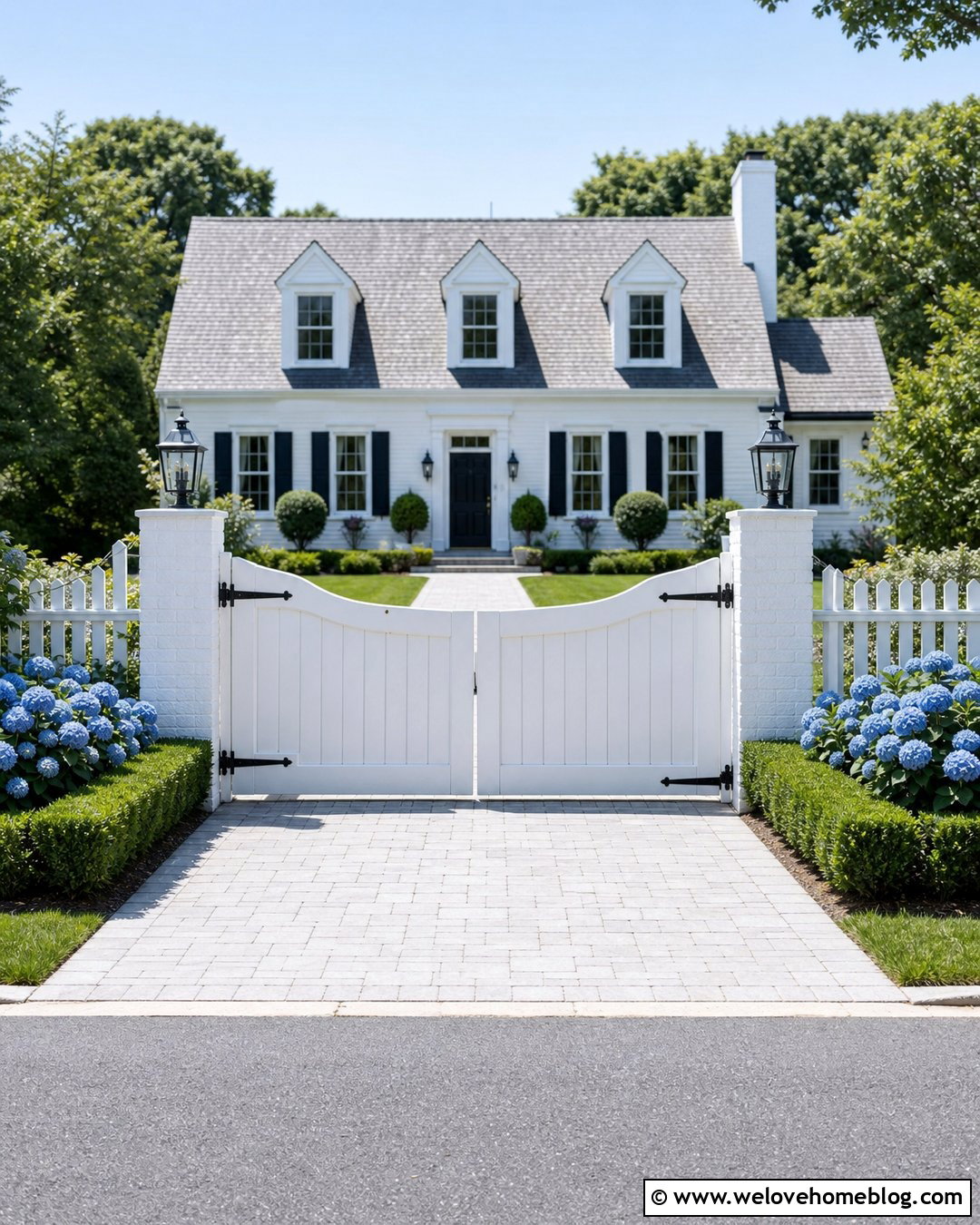 White Painted Wood Bi Fold Driveway Gate
