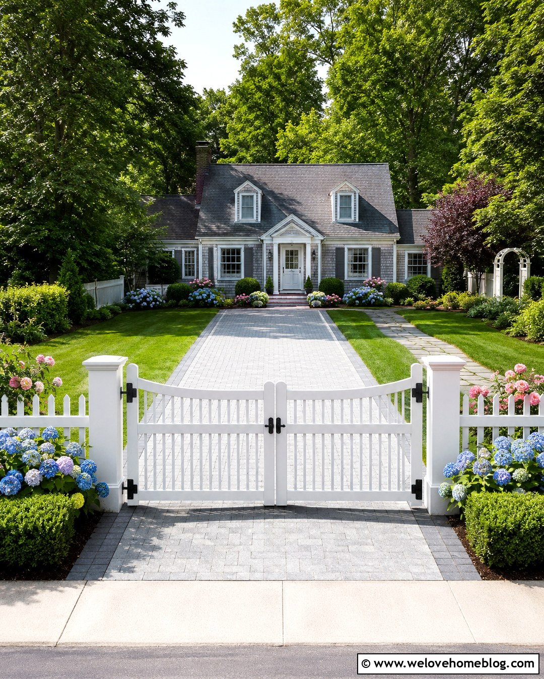 White Picket Automatic Gate - 20 driveway automatic gate ideas
