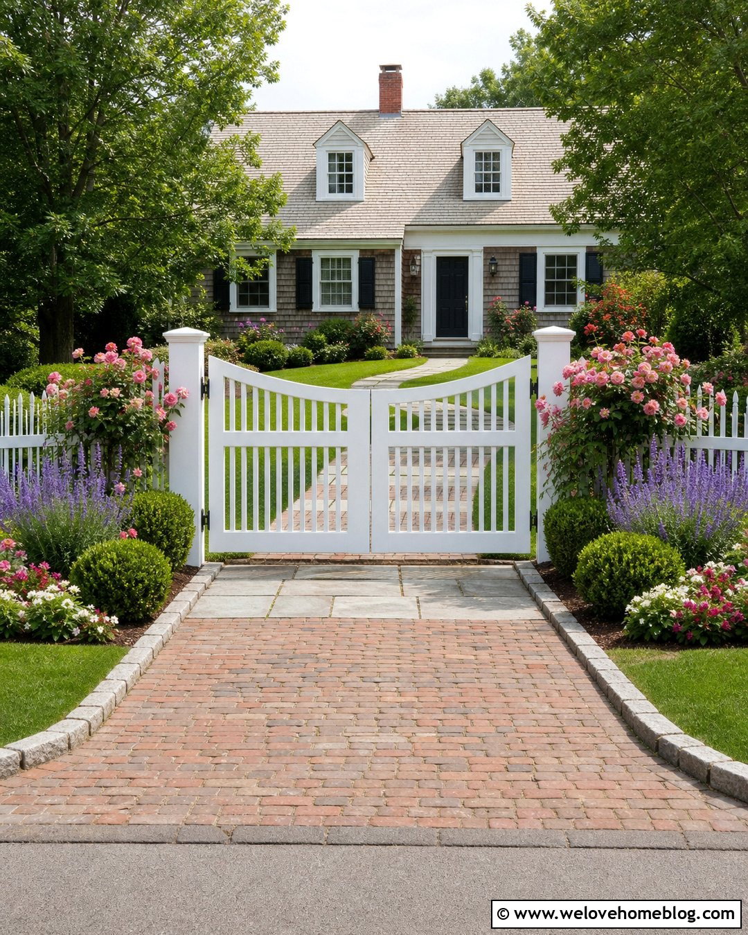 White Picket Driveway Gate - 20 Homemade Driveway Gate Ideas