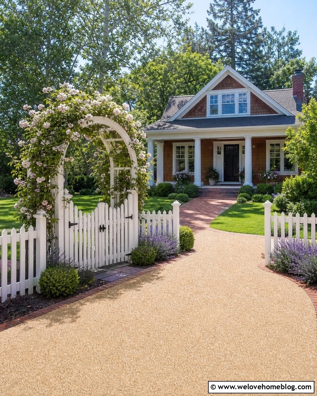 White Picket Fence With Driveway Arbor - 20 White Picket Fence Front Yard Driveways Ideas