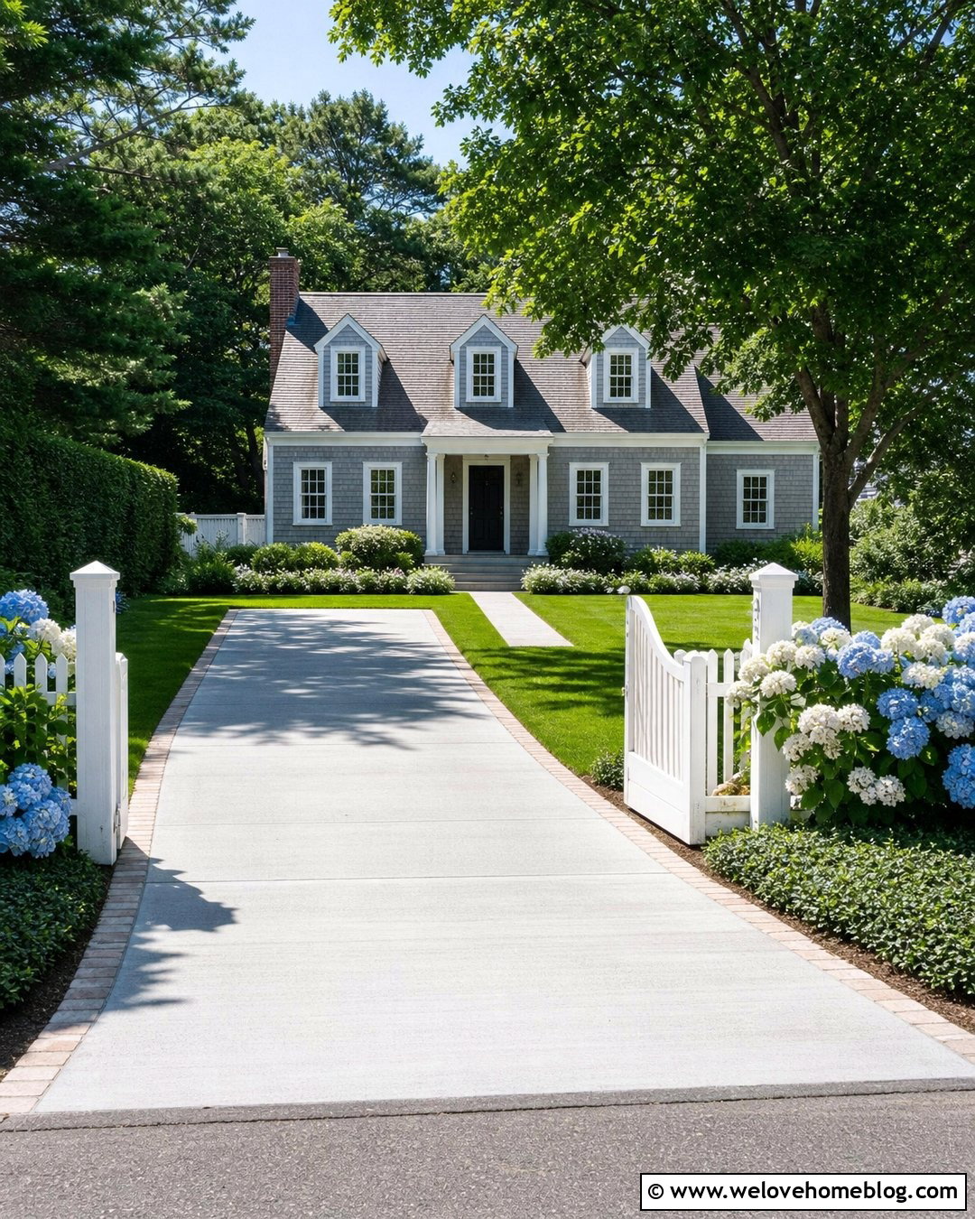 White Picket Fence With Hydrangea Borders - 20 White Picket Fence Front Yard Driveways Ideas
