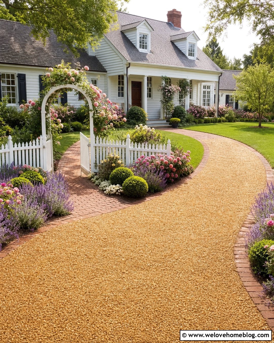 White Picket Fence With Rose Garden Driveway - 20 White Picket Fence Front Yard Driveways Ideas