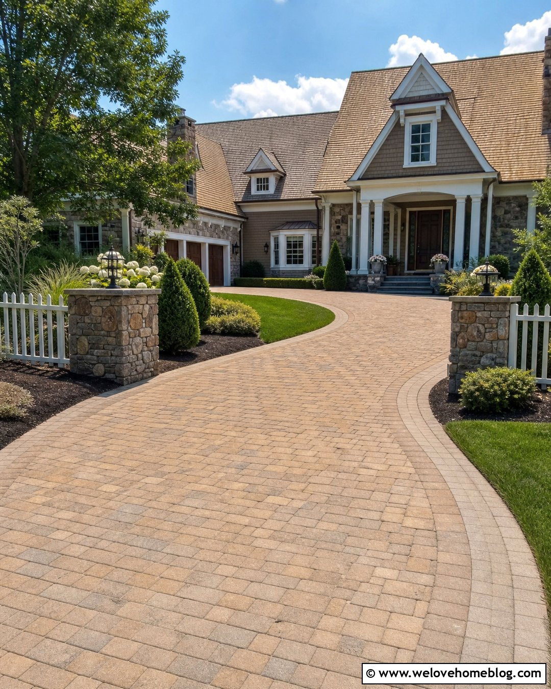 White Picket Fence With Stone Pillars - 20 White Picket Fence Front Yard Driveways Ideas