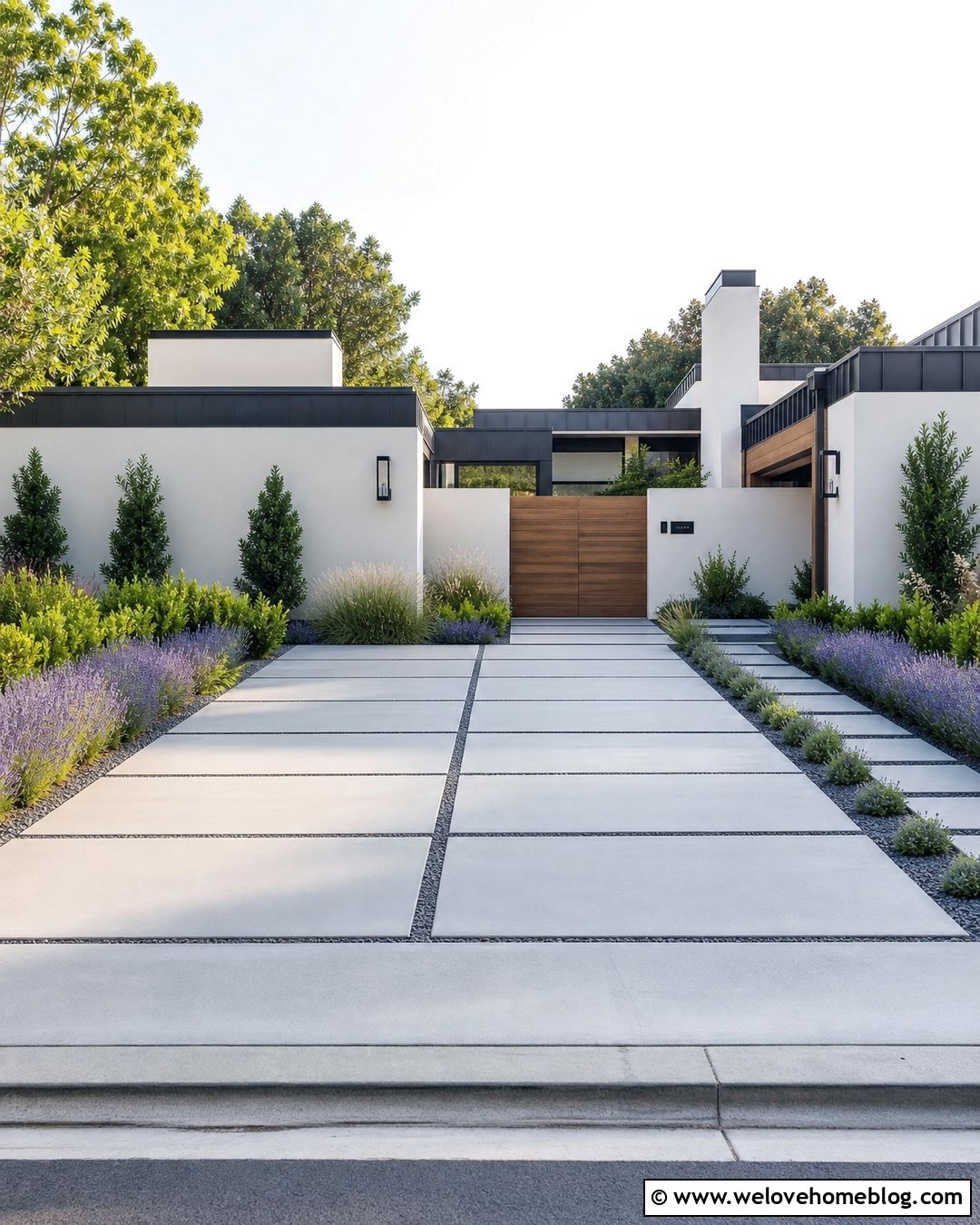 White Rendered Wall With Concrete Driveway - 20 white rendered wall driveway ideas