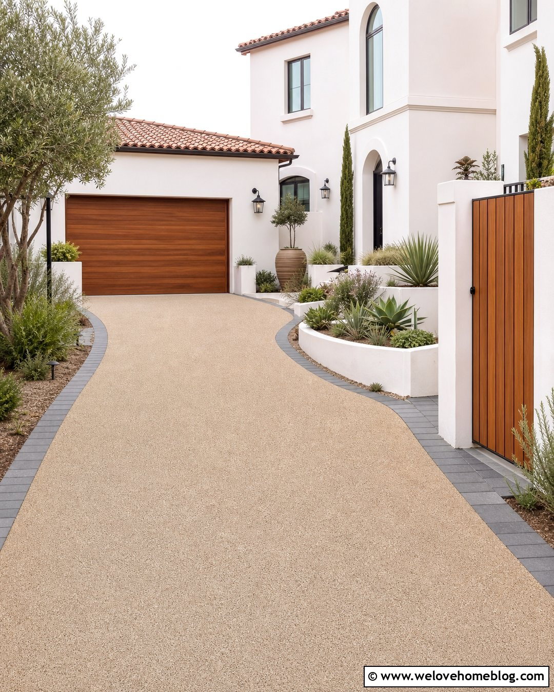 White Rendered Wall With Resin Bound Driveway - 20 white rendered wall driveway ideas