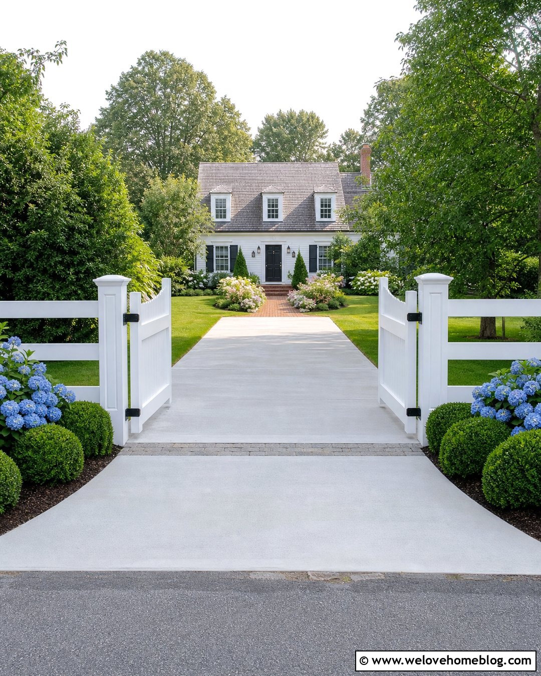 White Split Rail Fence Gate With Concrete Driveway - 20 split rail fence driveway gate ideas